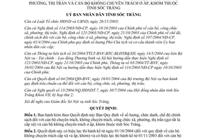 Quyết định 79/2004/QĐ.UBNDT số lượng, chức danh, chế độ chính sách