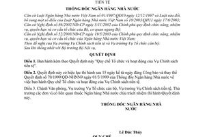 Quyết định 1131/2004/QĐ-NHNN  Quy chế Tổ chức hoạt động Vụ Chính sách tiền tệ