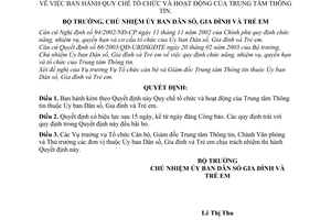 Quyết định 06/2004/QĐ-UBDSGĐTE  Quy chế tổ chức hoạt động Trung tâm Thông tin