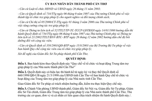 Quyết định 291/2004/QĐ-UB tổ chức hoạt động Trung tâm trợ giúp pháp lý Cần Thơ