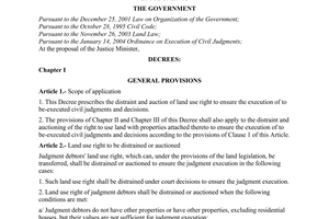 Decree of Government No.164/2004/ND-CP of September 14, 2004 on distraint and auction of land use right to ensure the execution of judgments
