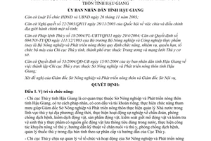 Quyết định 152/2004/QĐ-UB chức năng nhiệm vụ quyền hạn cơ cấu tổ chức bộ máy chi cục thú y Hậu Giang