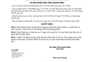 Quyết định 56/2004/QĐ-UB chức năng tổ chức biên chế văn phòng Ủy ban nhân dân Quảng Bình