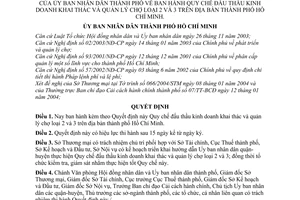 Quyết định 216/2004/QĐ-UB Quy chế đấu thầu kinh doanh khai thác quản lý chợ loại 2,3 thành phố Hồ Chí Minh