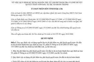 Quyết định 1539/QĐ-UB 2004 nguồn thu từ chi phí thẩm tra phê duyệt quyết toán vốn đầu tư dự án Đắk Lắk