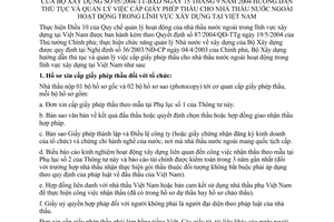 Thông tư 05/2004/TT-BXD hướng dẫn thủ tục quản lý cấp giấy phép thầu nhà thầu nước ngoài hoạt động xây dựng Việt Nam