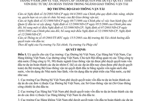 Quyết định 14/2004/QĐ-BGTVT phân cấp thẩm quyền phê duyệt quyết toán vốn đầu tư dự án hoàn thành ngành GTVT