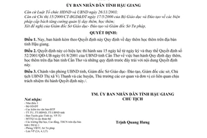 Quyết định 154/2004/QĐ-UB dạy thêm học thêm trên địa bàn tỉnh Hậu giang