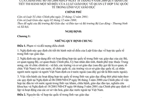 Nghị định 165/2004/NĐ-CP hướng dẫn Luật Giáo dục về quản lý hợp tác quốc tế trong giáo dục