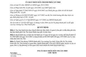 Quyết định 292/2004/QĐ-UB Quy định quản lý thu phí đấu thầu phí