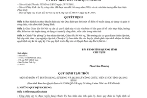 Quyết định 63/2004/QĐ-UB Quy định tạm thời tuyển dụng, sử dụng quản lý công chức