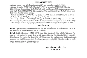 Quyết định 125/2004/QĐ-UB  Quy định chính sách hỗ trợ di dời