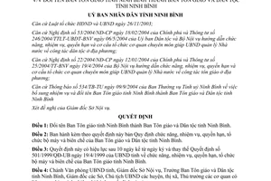 Quyết định 2248/2004/QĐ-UB Ban Tôn giáo và Dân tộc tỉnh Ninh Bình