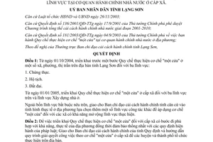 Quyết định 49/2004/QĐ-UB cơ chế một cửa một số lĩnh vực tại cơ quan hành chính nhà nước cấp xã Lạng Sơn