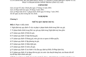 Nghị định 169/2004/NĐ-CP xử phạt vi phạm hành chính trong giá