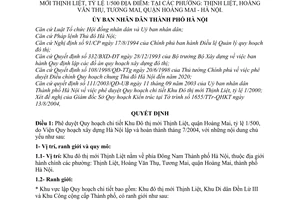 Quyết định 148/2004/QĐ-UB Quy hoạch chi tiết Khu Đô thị mới Thịnh Liệt, tỷ lệ 1/500  PhườngThịnh Liệt,Hoàng Văn Thụ, Tương Mai, Quận Hoàng Mai