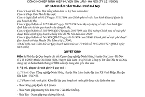 Quyết định 150/2004/QĐ-UB Quy hoạch chi tiết Cụm công nghiệp Ninh Hiệp Huyện Gia Lâm - Hà Nội Tỷ lệ 1/2000