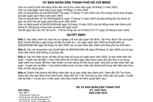 Quyết định 221/2004/QĐ-UB điều chỉnh dự toán chi sự nghiệp y tế trong dự toán 2004 của quận Tân Bình, Tân Phú, Bình Tân và  Bình Chánh