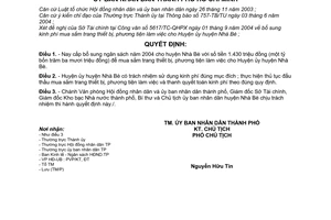 Quyết định 224/2004/QĐ-UB cấp bổ sung ngân sách 2004  huyện Nhà Bè