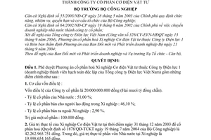 Quyết định 97/2004/QĐ-BCN chuyển Xí nghiệp Cơ điện Vật tư thuộc Công ty Điện lực 1 thành Công ty cổ phần