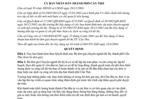 Quyết định 293/2004/QĐ-UB bộ đơn giá chuyên ngành đô thị thành phố Cần Thơ