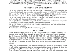 Quyết định 1232/2004/QĐ-NHNN bãi bỏ nhận tiền gửi cho vay áp dụng hệ thống Quỹ tín dụng nhân dân giai đoạn thí điểm