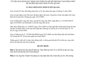 Quyết định 70/2004/QĐ-UB cơ chế hỗ trợ đào tạo công chức dự bị Tuyên Quang