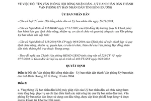 Quyết định 131/2004/QĐ-UBND đổi tên Văn phòng Hội đồng nhân dân Bình Dương