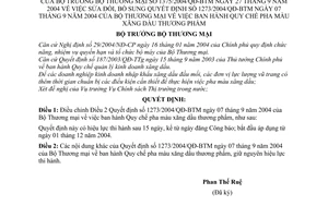 Quyết định 1375/2004/QĐ-BTM Quy chế pha màu xăng dầu thương phẩm sửa đổi 1273/2004/QĐ-BTM