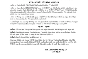 Quyết định 100/2004/QĐ-UB chức năng quyền hạn tổ chức bộ máy quản lý công tác tôn giáo Nghệ An