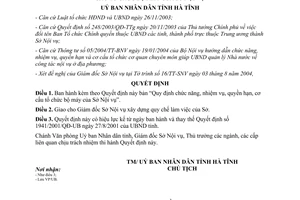 Quyết định 91/2004/QĐ.UB về quy chế tổ chức sở nội vụ Hà Tĩnh