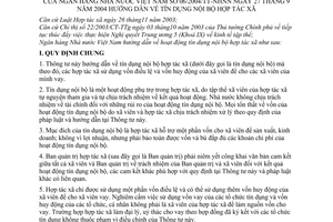 Thông tư 06/2004/TT-NHNN hướng dẫn tín dụng nội bộ hợp tác xã