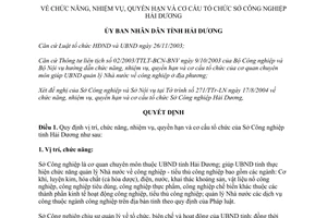 Quyết định 3734/2004/QĐ-UBND chức năng tổ chức Sở Công nghiệp Hải Dương