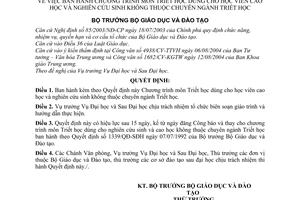 Quyết định 33/2004/QĐ-BGDĐT Chương trình môn Triết học học viên cao học nghiên cứu sinh không thuộc chuyên ngành Triết