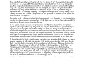 Chỉ thị 20/2004/CT-UB đẩy mạnh phát triển du lịch thành phố Cần Thơ