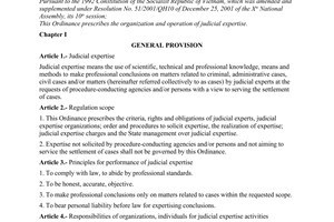 Ordinance No.24/2004/PL-UBTVQH11 of September 29, 2004 judicial expertise