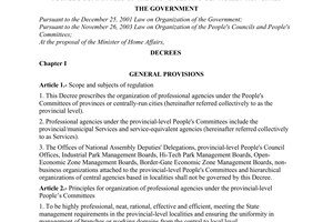 Decree of Government No. 171/2004/ND-CP of September 29, 2004 prescribing the organization of professional agencies under The People's Committees of The Provinces and Centrally-Run Cities