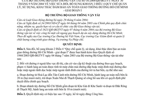 Quyết định 16/2004/QĐ-BGTVT sửa đổi Quy chế quản lý, sử dụng, khai thác đảm bảo an toàn giao thông đường Hồ Chí Minh -giai đoạn 1