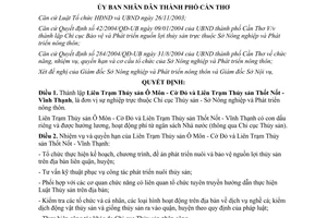 Quyết định 295/2004/QĐ-UB thành lập Liên Trạm Thủy sản Ô Môn Cờ Đỏ Thốt Nốt