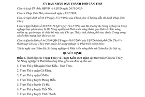 Quyết định 296/2004/QĐ-UB thành lập các Trạm Thú y và Trạm Kiểm dịch động vật