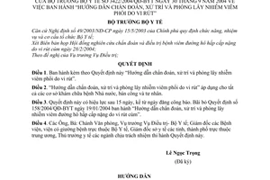 Quyết định 3422/2004/QĐ-BYT Hướng dẫn chẩn đoán, xử trí và phòng lây nhiễm viêm phổi do vi rút