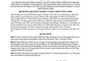 Quyết định 45/2004/QĐ-BNN Quy chế quản lý sử dụng nguồn hỗ trợ của nước ngoài ngành nông nghiệp phát triển nông thôn"