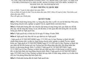 Nghị quyết 730/2004/NQ-UBTVQH11 phê chuẩn bảng lương chức vụ, phụ cấp chức vụ cán bộ lãnh đạo Nhà nước, bảng lương chuyên nghiệp vụ Tòa Án, Kiểm sát