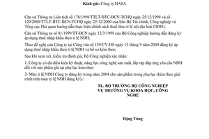 Công văn 5133/CV-KHCN  xác nhận điều kiện kỹ thuật, năng lực công nghệ sản xuất và tỷ lệ nội địa hoá