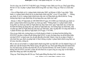 Công văn 3265 TCT/PC-CS  xử phạt vi phạm hành chính trong lĩnh vực thuế