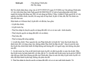 Công văn  11336 TC/CST triển khai thực hiện NQ 06/2004/NQ-CP  giải pháp phát triển lành mạnh thị trường bất động sản