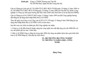 Công văn  5181/CV-KHCN xác nhận điều kiện kỹ thuật, năng lực công nghệ sản xuất và tỷ lệ nội địa hoá