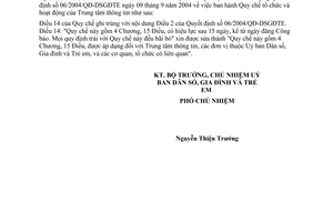 Công văn  1006/DSGĐTE-PC  đính chính QĐ 06/2004/QĐ-DSGĐTE