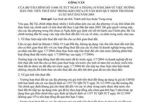 Công văn 11406/TC/TCT hướng dẫn thu tiền thuê đất chưa có văn bản quy định thi hành Luật Đất đai 2003