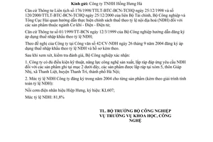 Công văn  5275/CV-KHCN xác nhận điều kiện kỹ thuật, năng lực, công nghệ sản xuất và tỷ lệ nội địa hoá